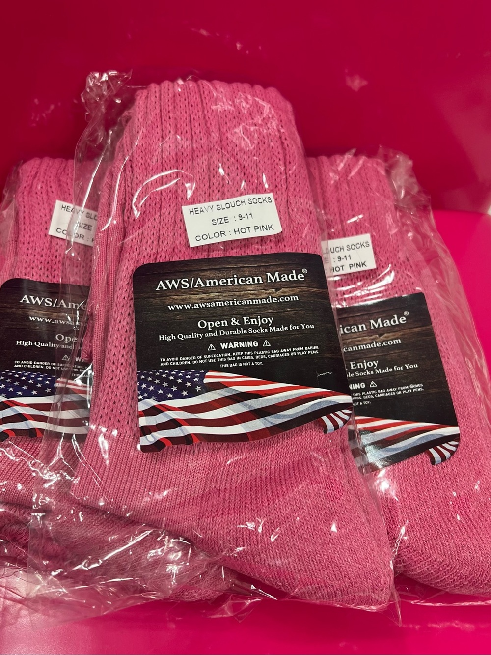 Hot Pink Heavy Slouch Socks (3 Pairs)